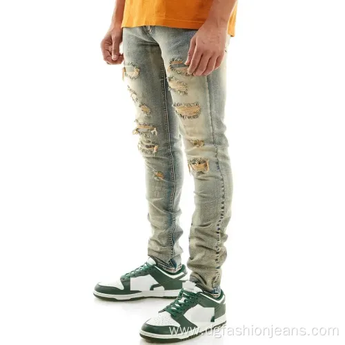 Vintage Denim ripped Hip Hop Washed Distressed Pants